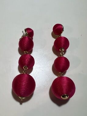 Baublebar Crispin ball drop stud earrings in hot pink. Bon bon style.
